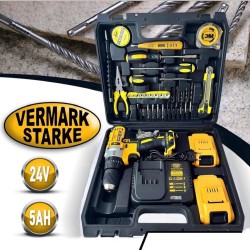ΚΡΟΥΣΤΙΚΟ ΚΑΤΣΑΒΙΔΙ-ΤΡΥΠΑΝΙ VERMARK STARKE 24V, 5,0 AH ΜΕ ΕΡΓΑΛΕΙΑ