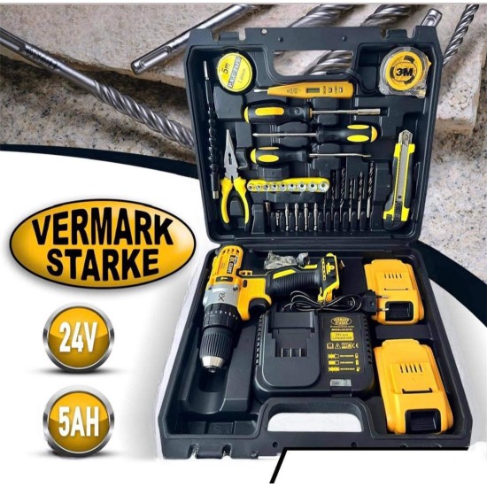 ΚΡΟΥΣΤΙΚΟ ΚΑΤΣΑΒΙΔΙ-ΤΡΥΠΑΝΙ VERMARK STARKE 24V, 5,0 AH ΜΕ ΕΡΓΑΛΕΙΑ